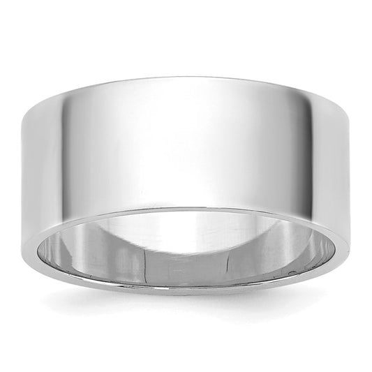 14kt White Gold 8mm Lightweight Flat Wedding Band Size 4.5