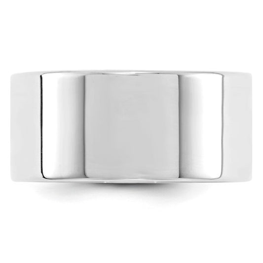 14kt White Gold 10mm Lightweight Flat Wedding Band Size 5.5