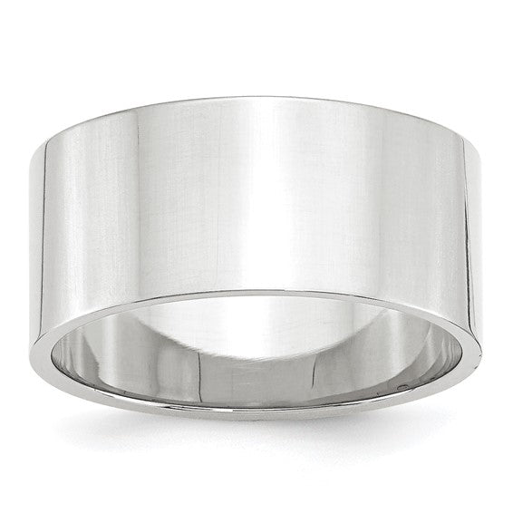 14kt White Gold 10mm Lightweight Flat Wedding Band Size 6