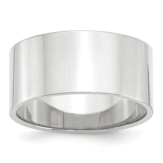 14kt White Gold 10mm Lightweight Flat Wedding Band Size 6