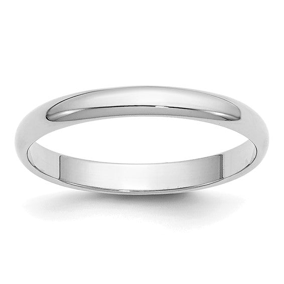 14kt White Gold 2.5mm Half-Round Wedding Band Size 5