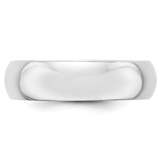 14kt White Gold 6mm Half-Round Wedding Band Size 9.5