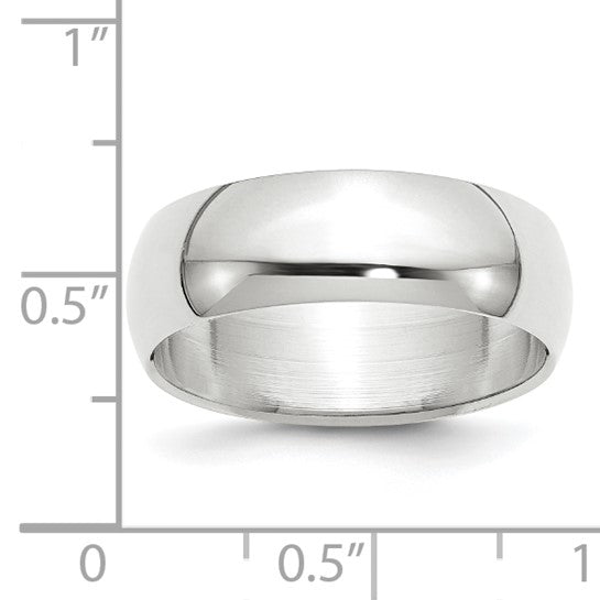 14kt White Gold 7mm Half-Round Wedding Band Size 10
