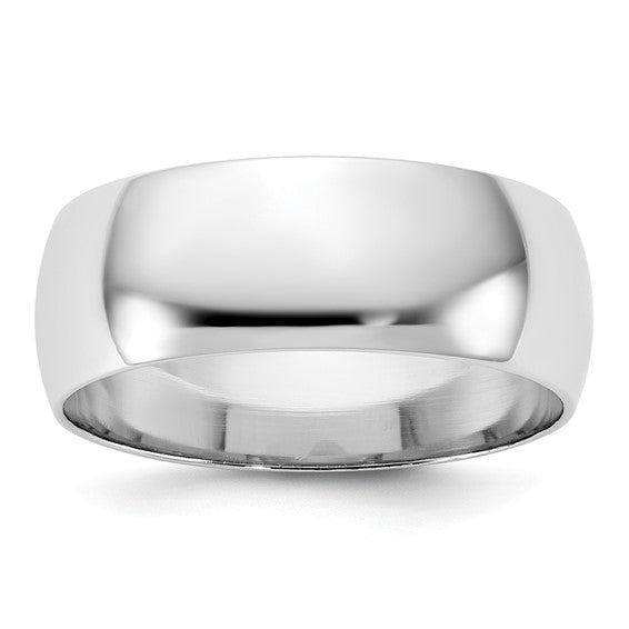 14kt White Gold 7mm Half-Round Wedding Band Size 10
