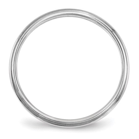 10kt White Gold 2.5mm Half Round with Edge Wedding Band Size 4
