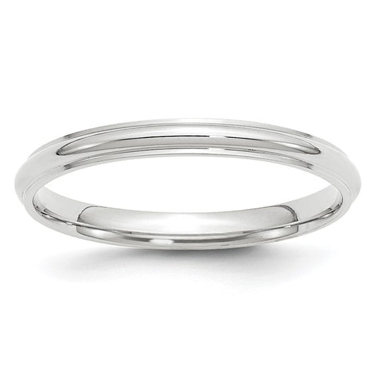 10kt White Gold 2.5mm Half Round with Edge Wedding Band Size 4