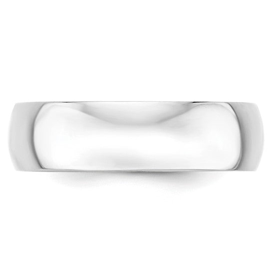 14kt White Gold 6mm Lightweight Half Round Wedding Band Size 8