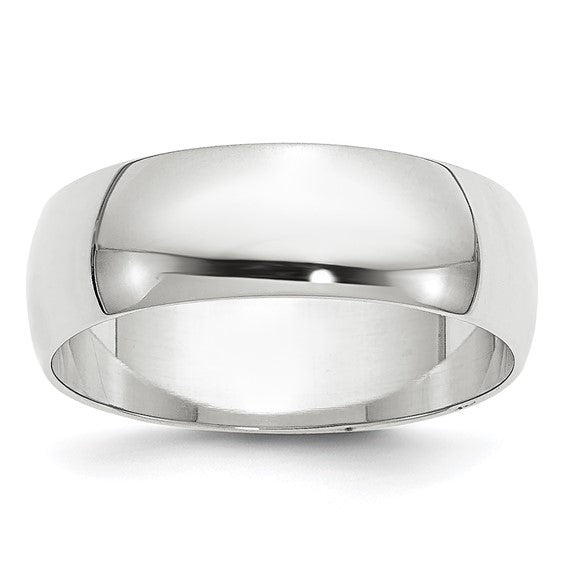 14kt White Gold 6mm Lightweight Half Round Wedding Band Size 8
