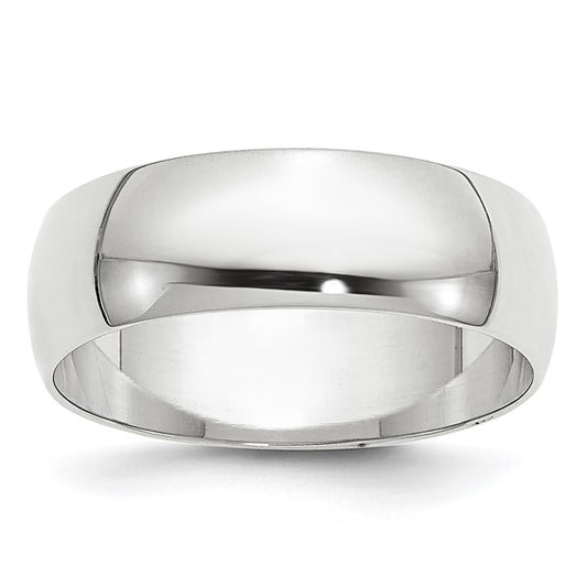 14kt White Gold 6mm Lightweight Half Round Wedding Band Size 8