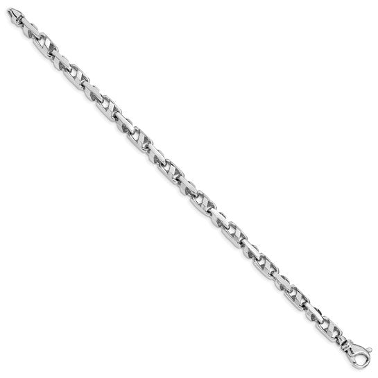 14KT White Gold 8 inch 5.5mm Fancy Link with Fancy Lobster Clasp Bracelet