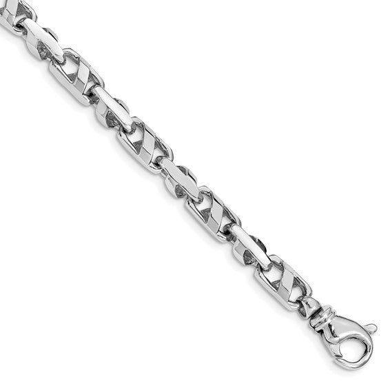 14KT White Gold 8 inch 5.5mm Fancy Link with Fancy Lobster Clasp Bracelet