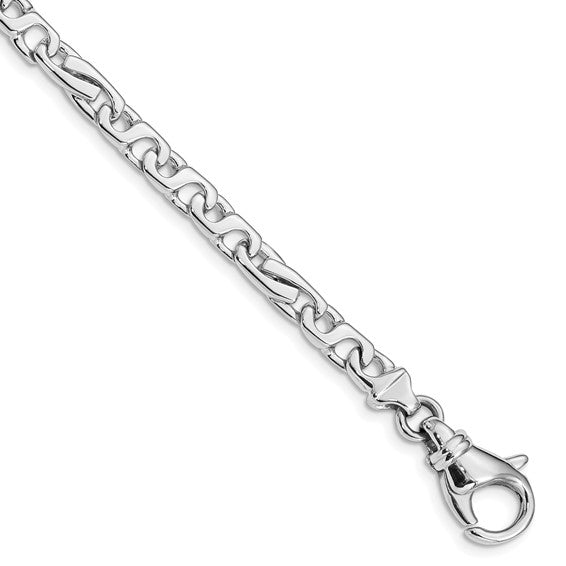 14KT White Gold 8 inch 5.8mm Hand Polished Fancy Link with Fancy Lobster Clasp Bracelet
