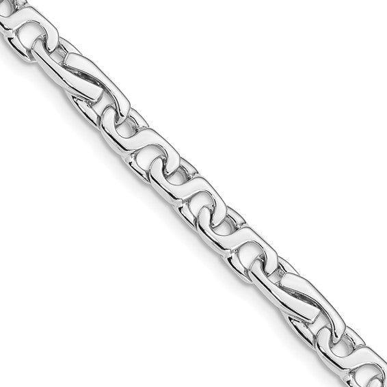 14KT White Gold 7 inch 5.8mm Hand Polished Fancy Link with Fancy Lobster Clasp Bracelet