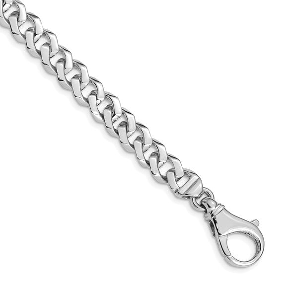 14KT White Gold 8 inch 8mm Hand Polished Fancy Link with Fancy Lobster Clasp Bracelet