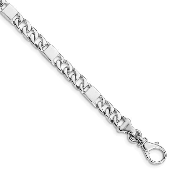 14KT White Gold 7 inch 5.6mm Hand Polished Fancy Link with Fancy Lobster Clasp Bracelet