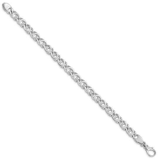 14KT White Gold 8 inch 7mm Hand Polished Fancy Link with Fancy Lobster Clasp Bracelet