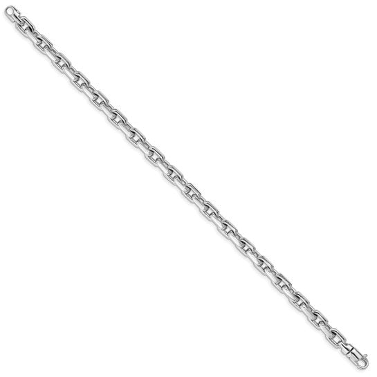 14KT White Gold 8.5 inch 5.4mm Hand Polished Fancy Link with Lobster Clasp Bracelet
