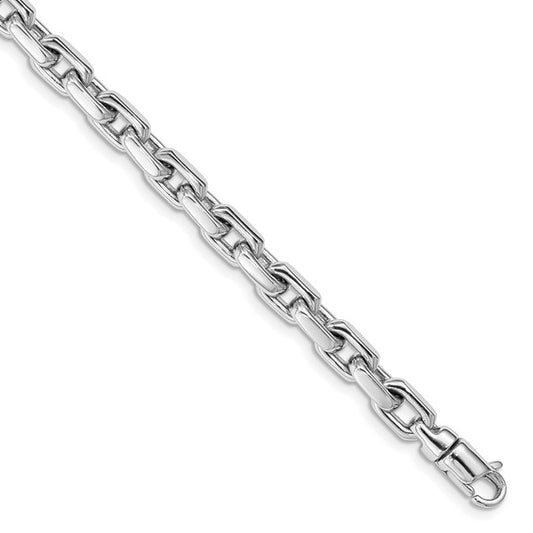 14KT White Gold 8.5 inch 5.4mm Hand Polished Fancy Link with Lobster Clasp Bracelet