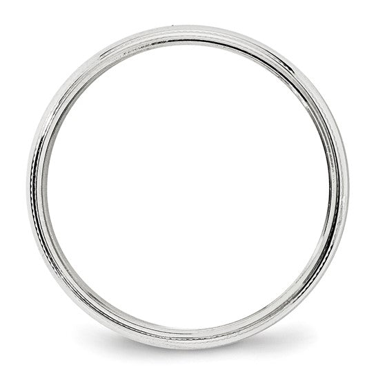 14kt White Gold 4mm Milgrain Half Round Wedding Band Size 10.5