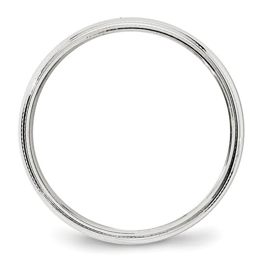 14kt White Gold 4mm Milgrain Half Round Wedding Band Size 10.5