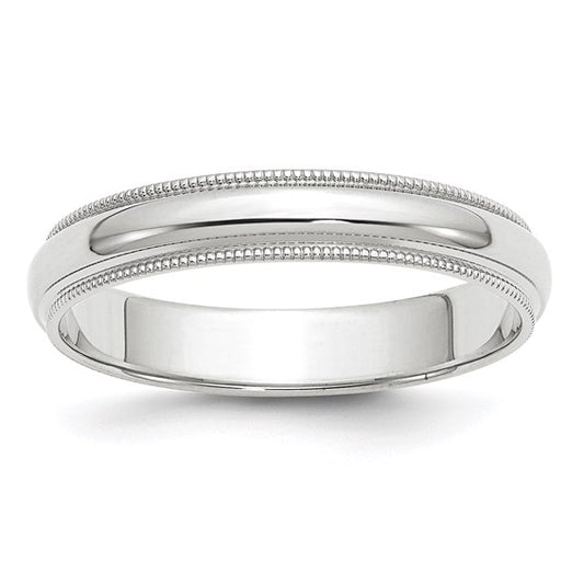14kt White Gold 4mm Milgrain Half Round Wedding Band Size 14