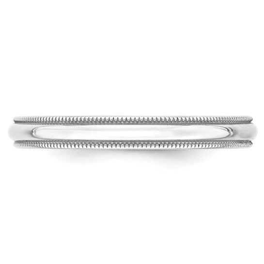 14kt White Gold 3mm Lightweight Milgrain Half Round Wedding Band Size 9