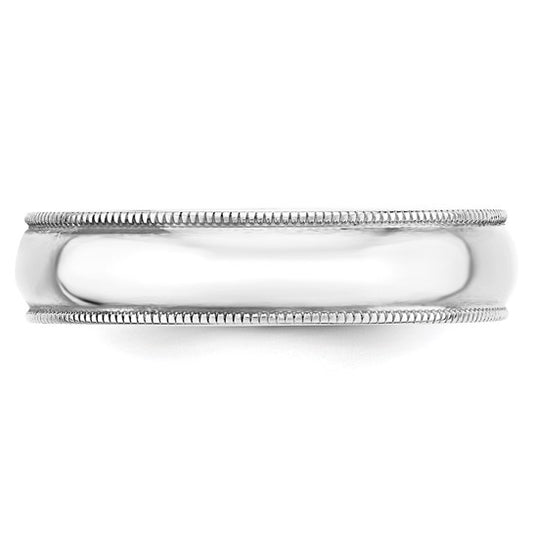 14kt White Gold 5mm Lightweight Milgrain Half Round Wedding Band Size 13.5