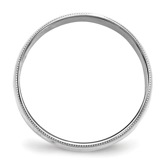 14kt White Gold 6mm Lightweight Milgrain Half Round Wedding Band Size 9