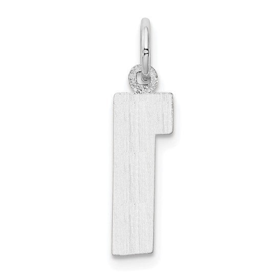 14kt White Gold  Medium Polished Number 1 Charm