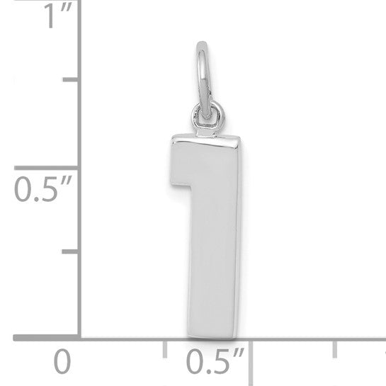 14kt White Gold  Medium Polished Number 1 Charm