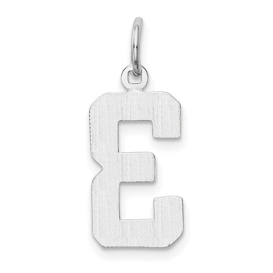 14kt White Gold  Medium Polished Number 3 Charm