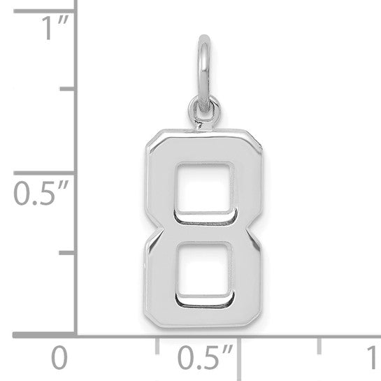 14kt White Gold Medium Polished Number 8 Charm