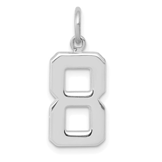 14kt White Gold Medium Polished Number 8 Charm