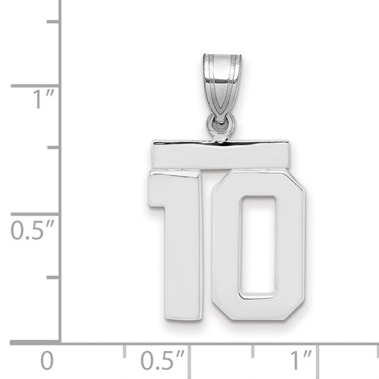 14kt White old Medium Polished Number 10 Charm