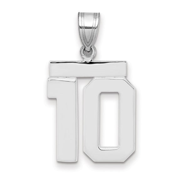 14kt White old Medium Polished Number 10 Charm