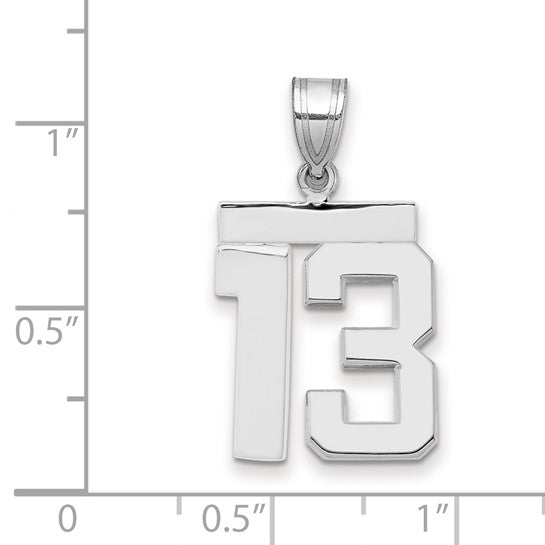 14kt White Gold Medium Polished Number 13 Charm