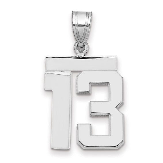 14kt White Gold Medium Polished Number 13 Charm