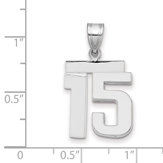 14kt White Gold Medium Polished Number 15 Charm