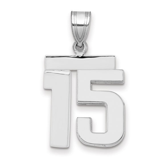 14kt White Gold Medium Polished Number 15 Charm