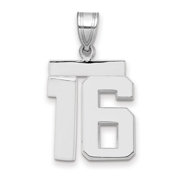 14kt White Gold Medium Polished Number 16 Charm