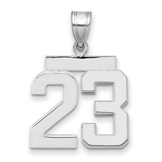 14kt White Gold Medium Polished Number 23 Charm