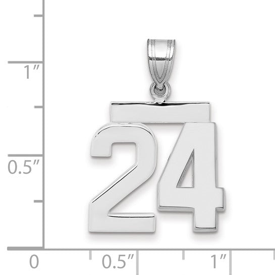 14kt White Gold Medium Polished Number 24 Charm