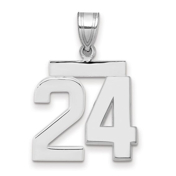 14kt White Gold Medium Polished Number 24 Charm