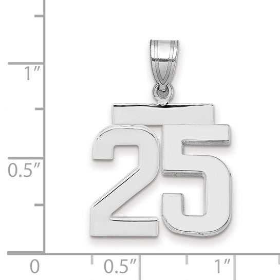 14kt White Gold Medium Polished Number 25 Charm