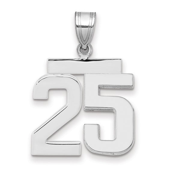 14kt White Gold Medium Polished Number 25 Charm