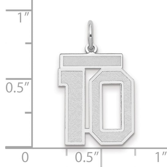 14kt white gold Medium Satin Number 10 Charm