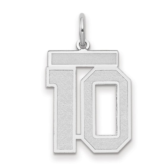 14kt white gold Medium Satin Number 10 Charm