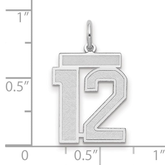 14kt white gold Medium Satin Number 12 Charm