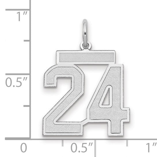 14kt White Gold Medium Satin Number 24 Charm