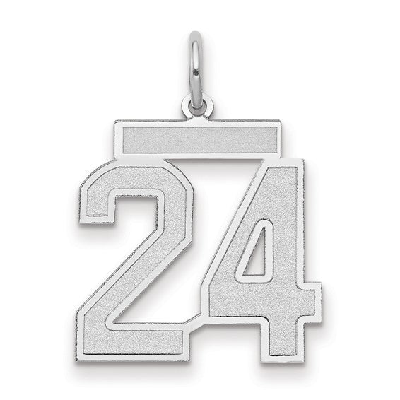 14kt White Gold Medium Satin Number 24 Charm